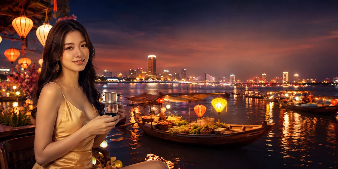 Người dùng tại Đà Nẵng ngồi quán cà phê truy cập nền tảng giải trí trực tuyến và kiểm tra giao dịch