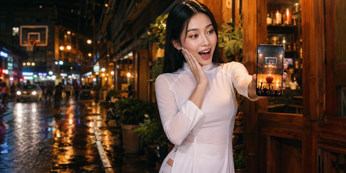 Người dùng tại TP. Hồ Chí Minh xem cá cược bóng rổ với trang phục áo dài