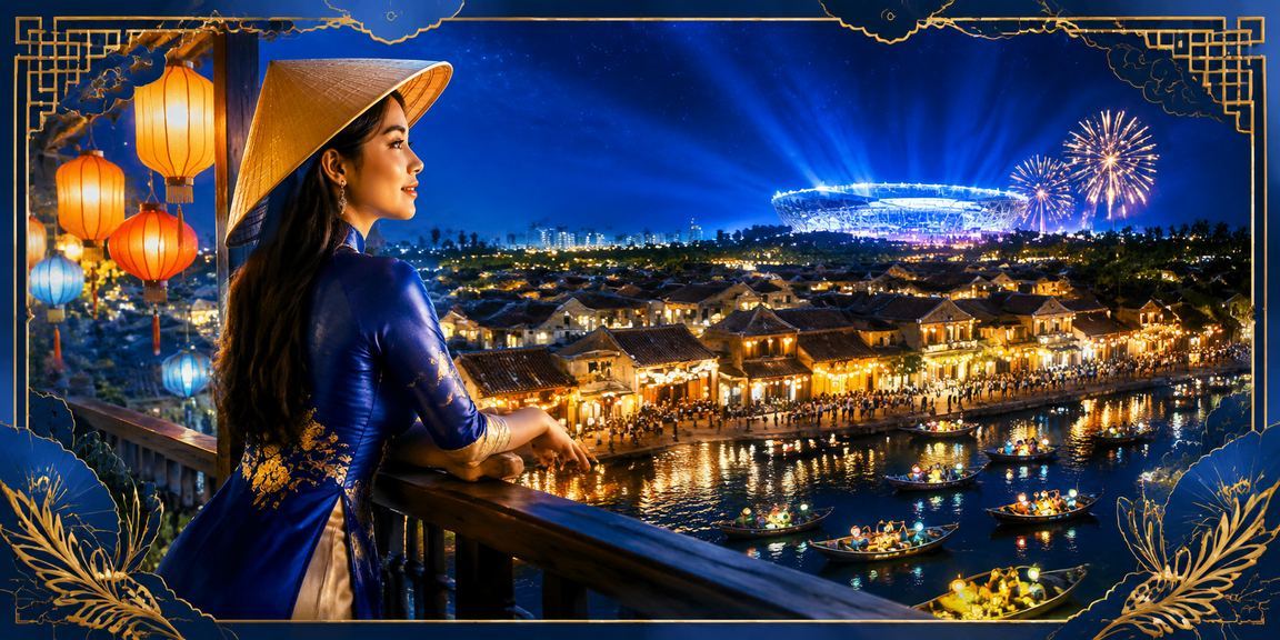 Người đội nón lá tại Hội An theo dõi kèo cá cược bóng đá trực tuyến buổi tối